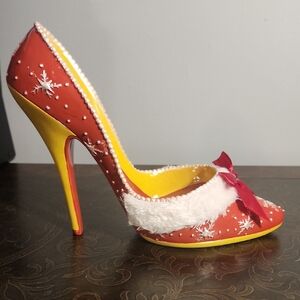 Elegant Red and Yellow Women's High Heel Wine Bottle Holder